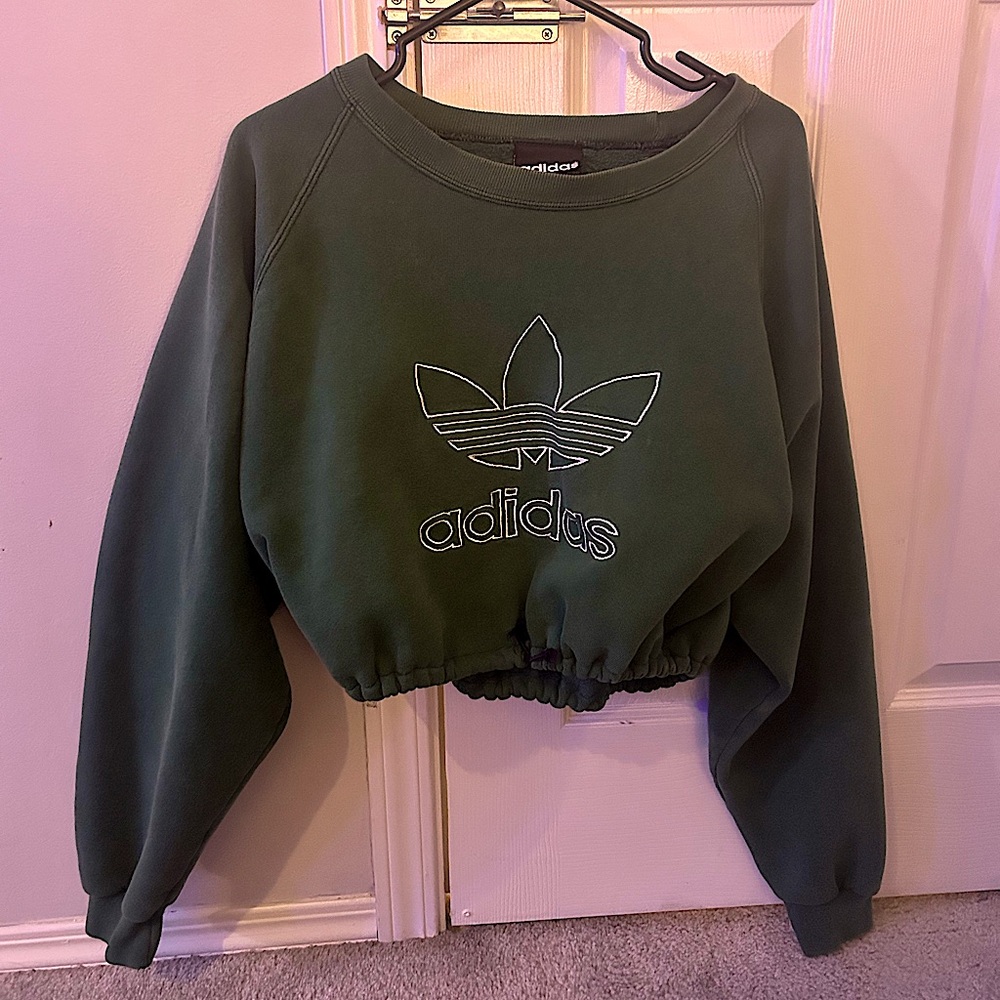 Adidas Vintage Cropped Sweatshirt Large